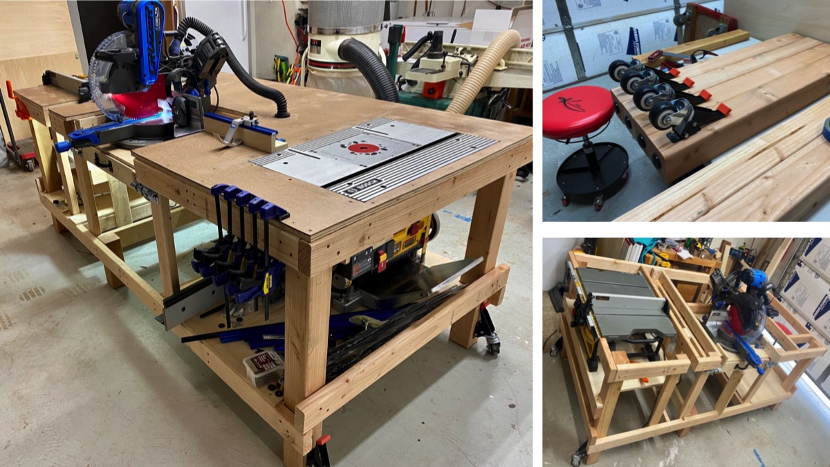 Professional DIY torsion box workbench construction, Mobile Workbench Plans with Storage