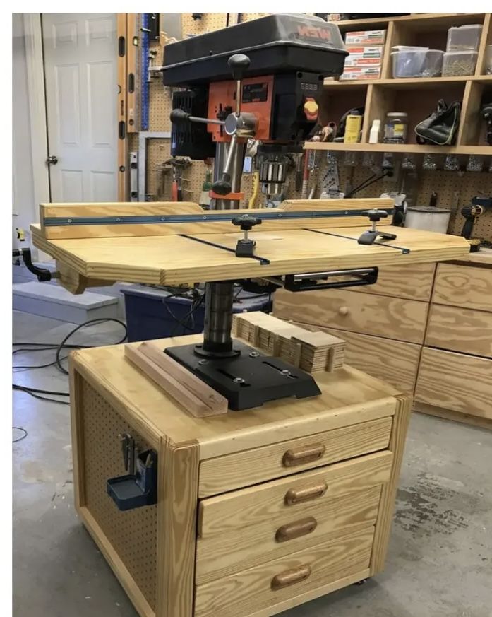 drill press workbench station torsion box design diy