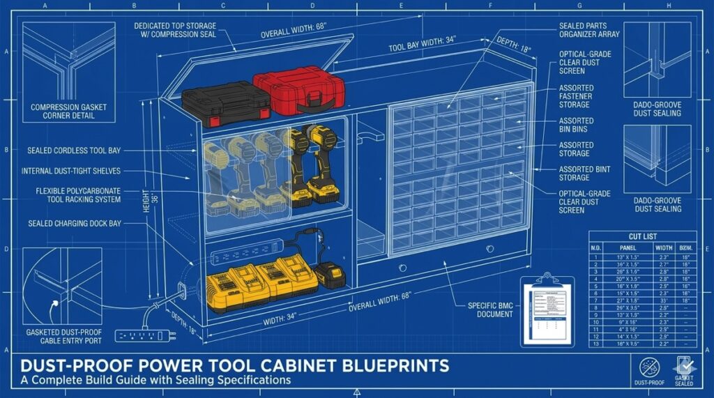 Dust-proof power tool cabinet blueprints