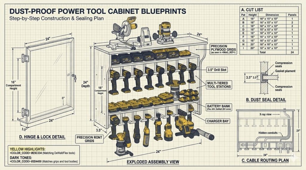 dust-proof power tool cabinet blueprints plans