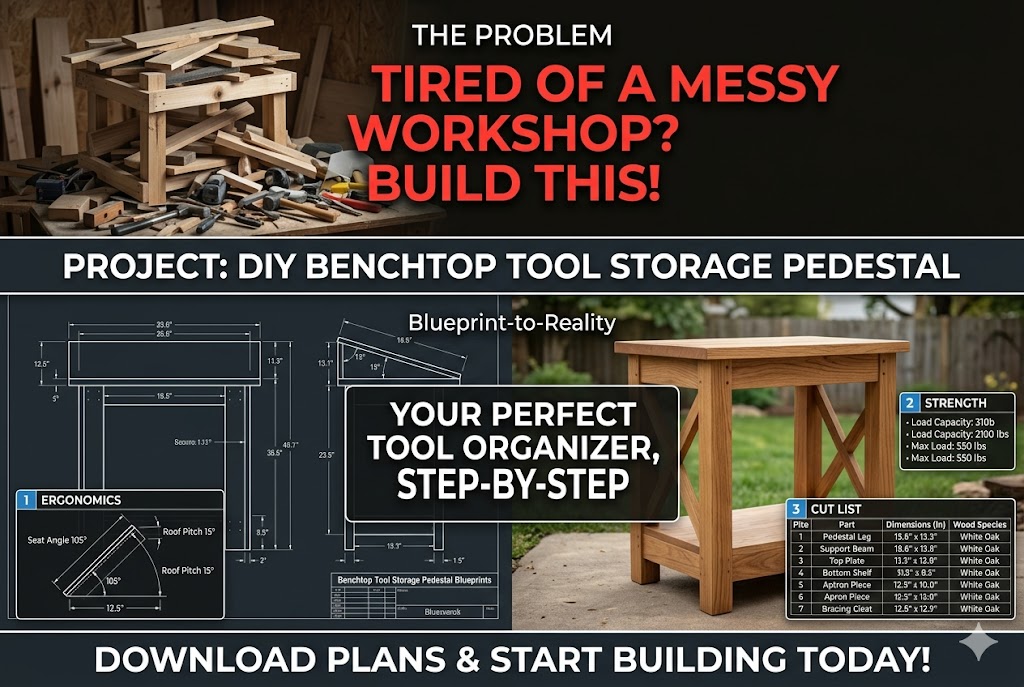 Benchtop Tool Storage Pedestal Blueprints Build Plans 2