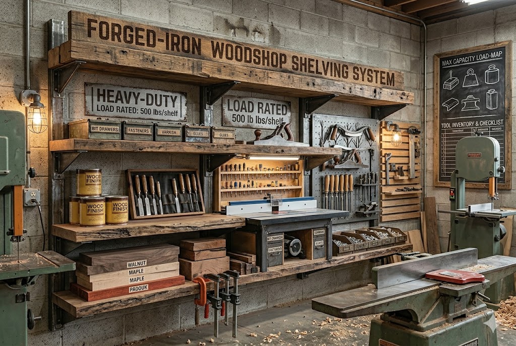 Heavy-Duty Wall Shelving Units for Woodshops
