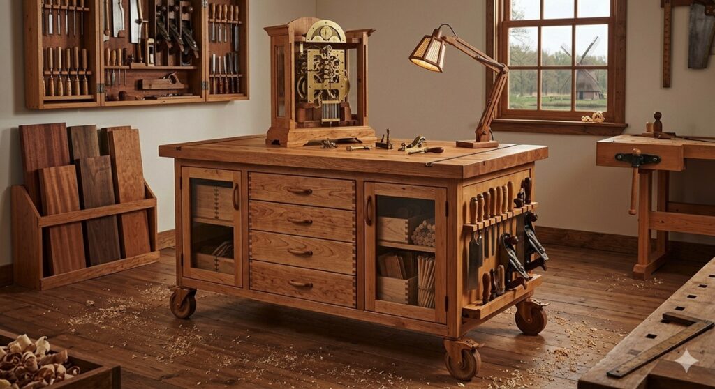 Rolling Assembly Table with Integrated Storage