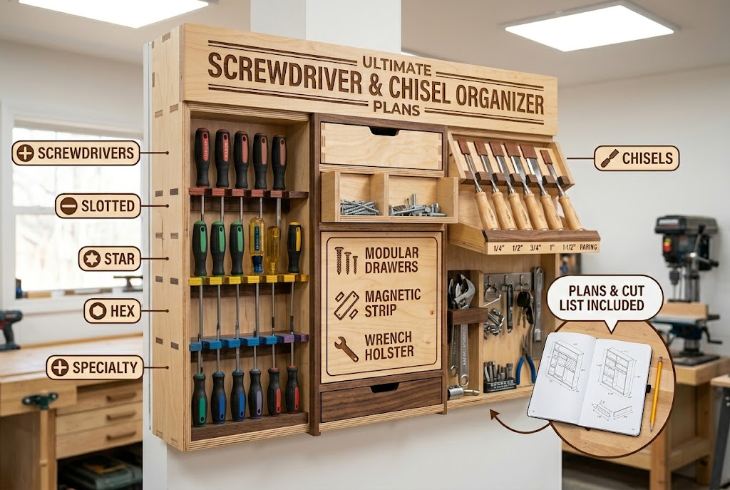 Screwdriver and Chisel Rack Organization Plans