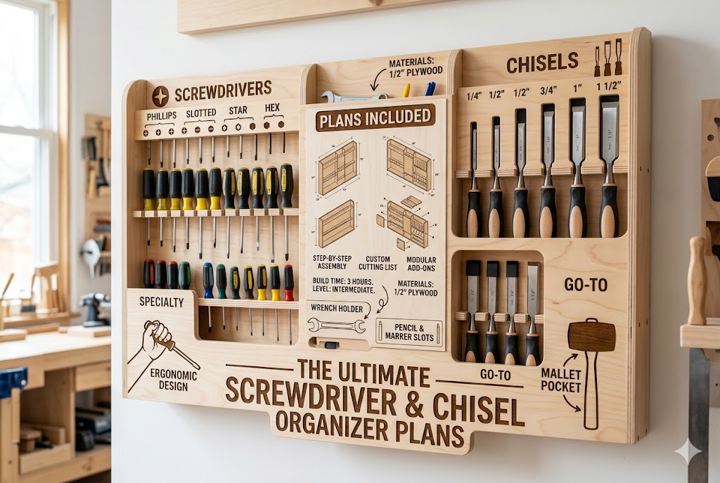 Screwdriver and Chisel Rack Organization Plans